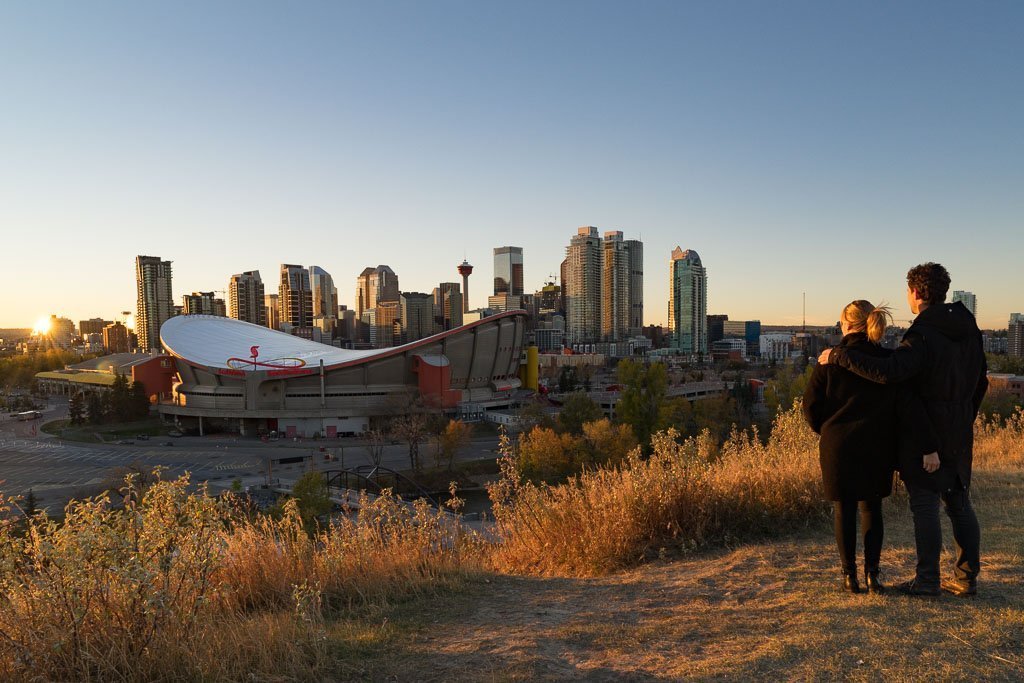 Die Aussicht auf Calgary vom Scotsman's Hill.