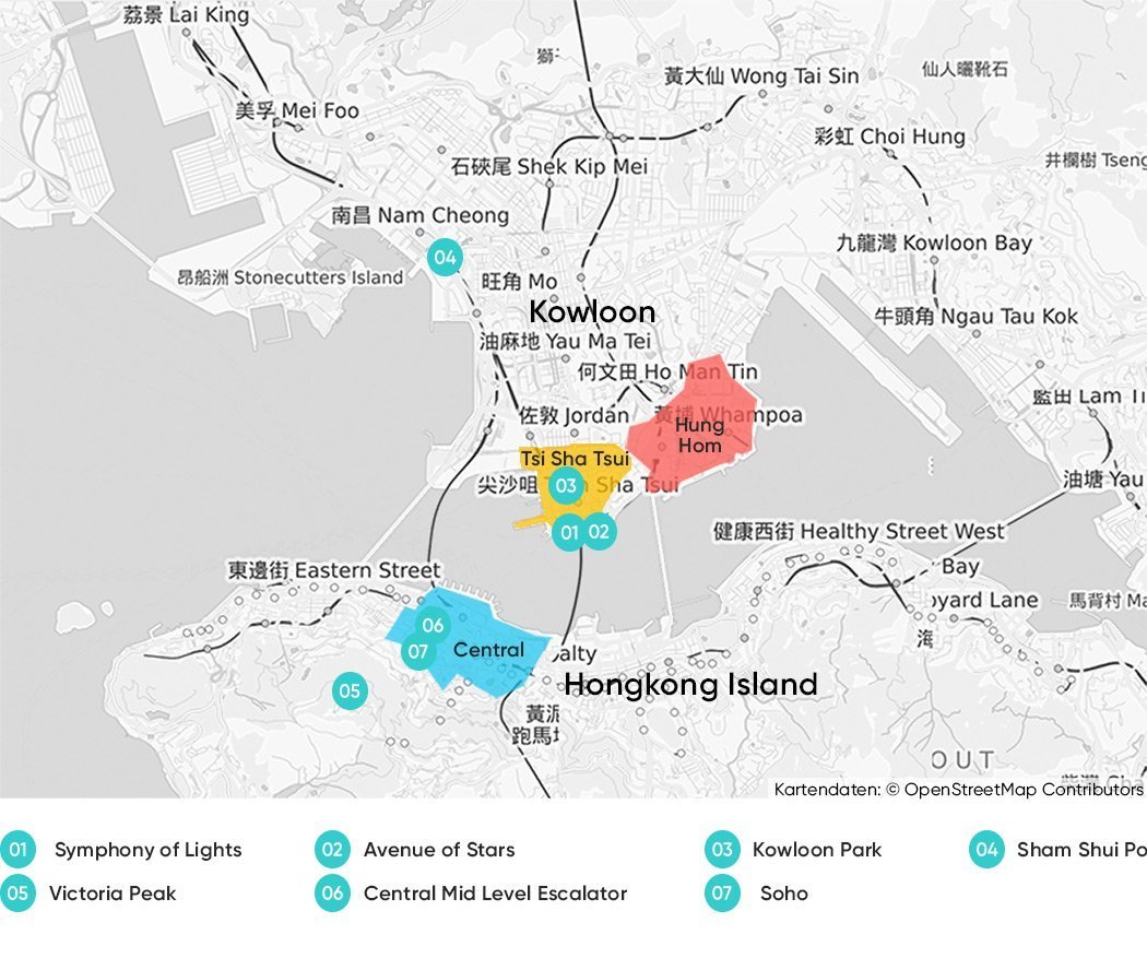 Gegenden auf Hongkong Island, die wir dir zum Übernachten empfehlen.