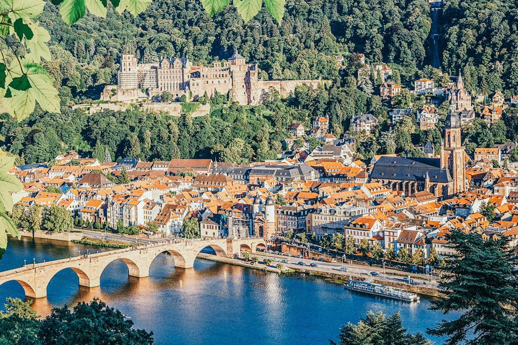 Blick auf Heidelberg, Schloss und Neckar