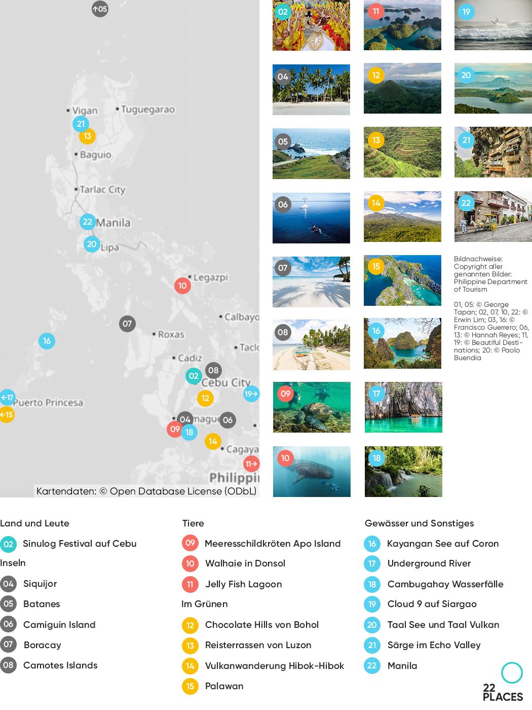 Die schönsten Philippinen Sehenswürdigkeiten auf einer Karte