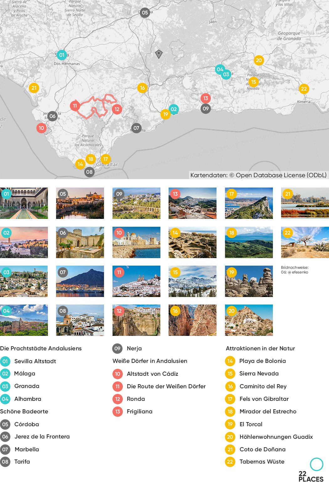 Andalusien Sehenswürdigkeiten Karte Übersicht