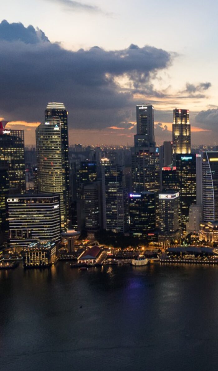 Blick auf die Skyline von Singapur