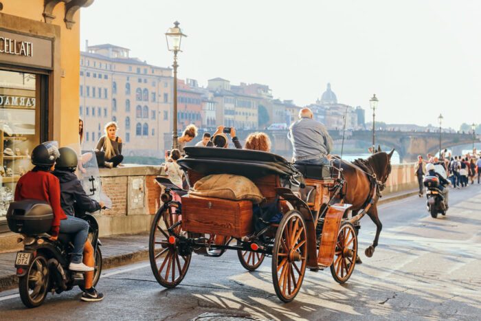 Kutsche in Florenz in der Nähe des Ponte Vecchio
