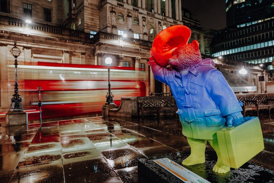 Paddington Bear an der Bank Station in London
