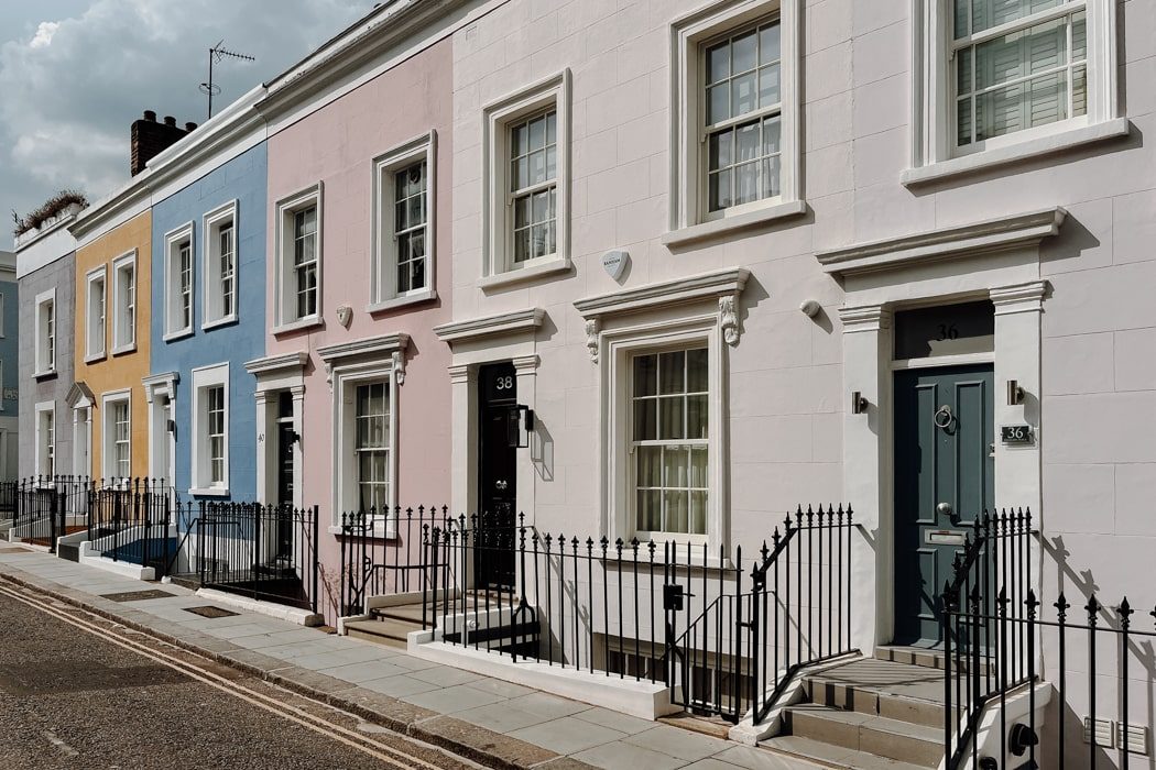 Bunte Häuser in Notting Hill