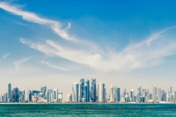 Die Skyline von Doha in Katar