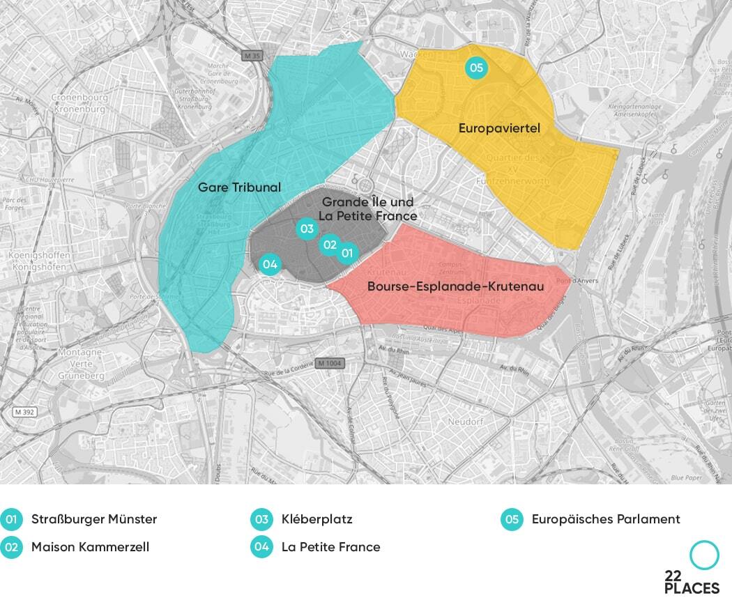 Unsere Straßburg Karte mit den wichtigsten Sehenswürdigkeiten