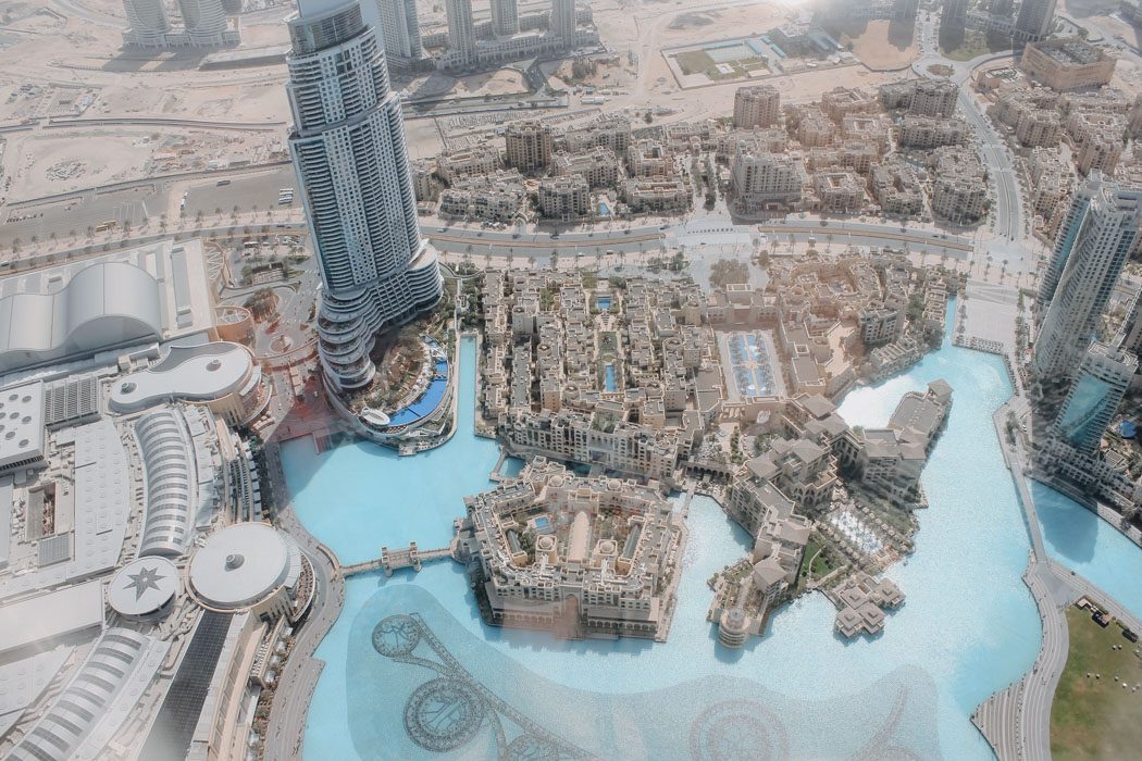 Ausblick vom Burj Khalifa auf Dubai Fountain