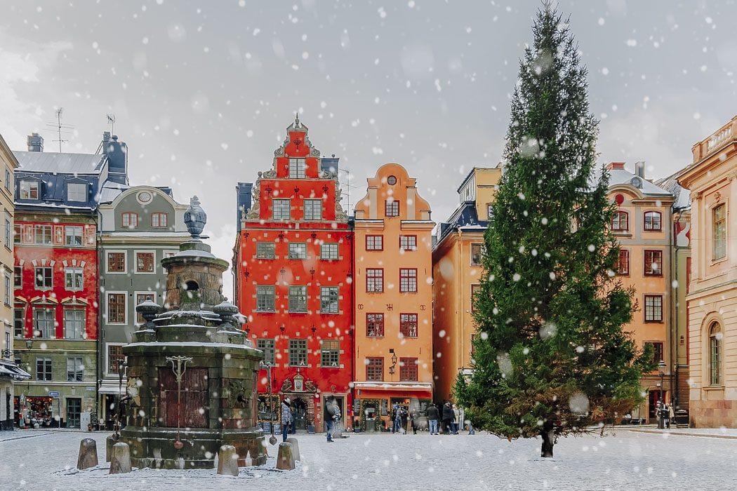 Der Stortorgat Platz in Stockholm im Winter