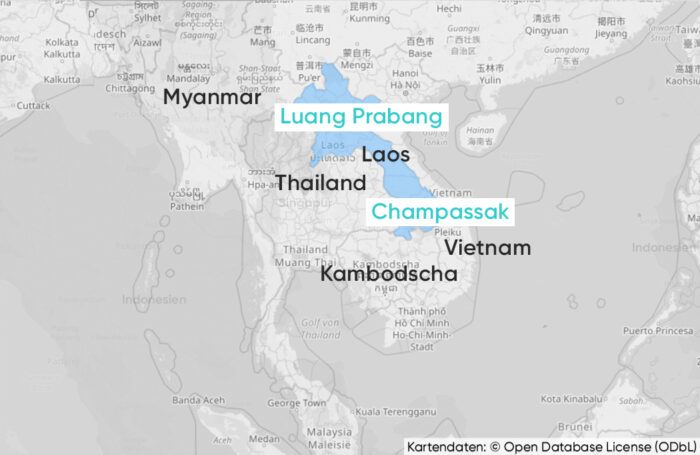 Karte von Laos und den Nachbarländern