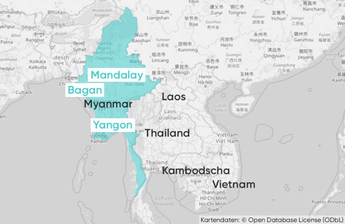 Wo liegt Myanmar