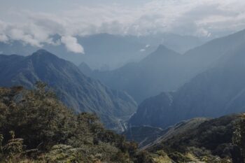Blick auf den Machu Picchu vom Salkantay Trek