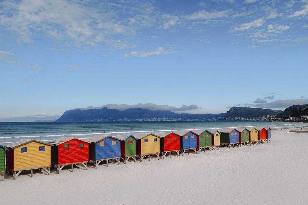 Bunte Strandhäuser in Muizenberg, Kapstadt