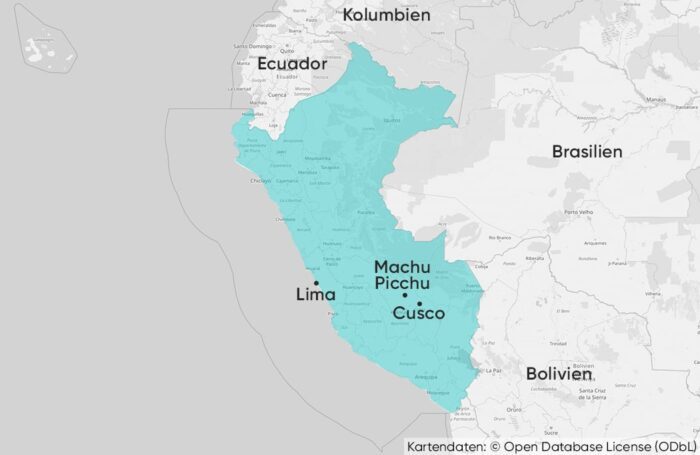 Karte zur Orientierung wo sich Peru befindet