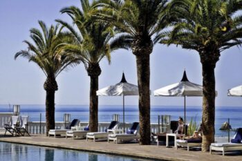Aussicht auf das Meer von der Terrasse im Bela Vista Hotel and Spa in Sagres, Algarve