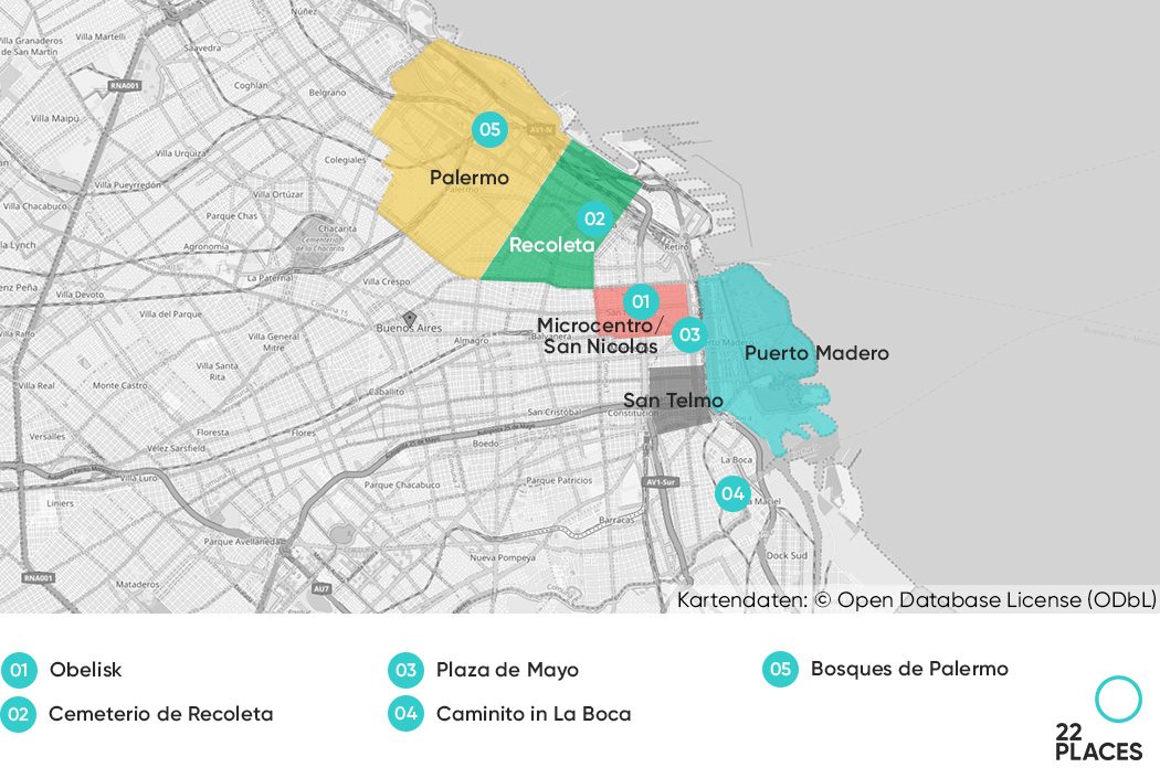 Karte mit den Stadtteilen Buenos Aires