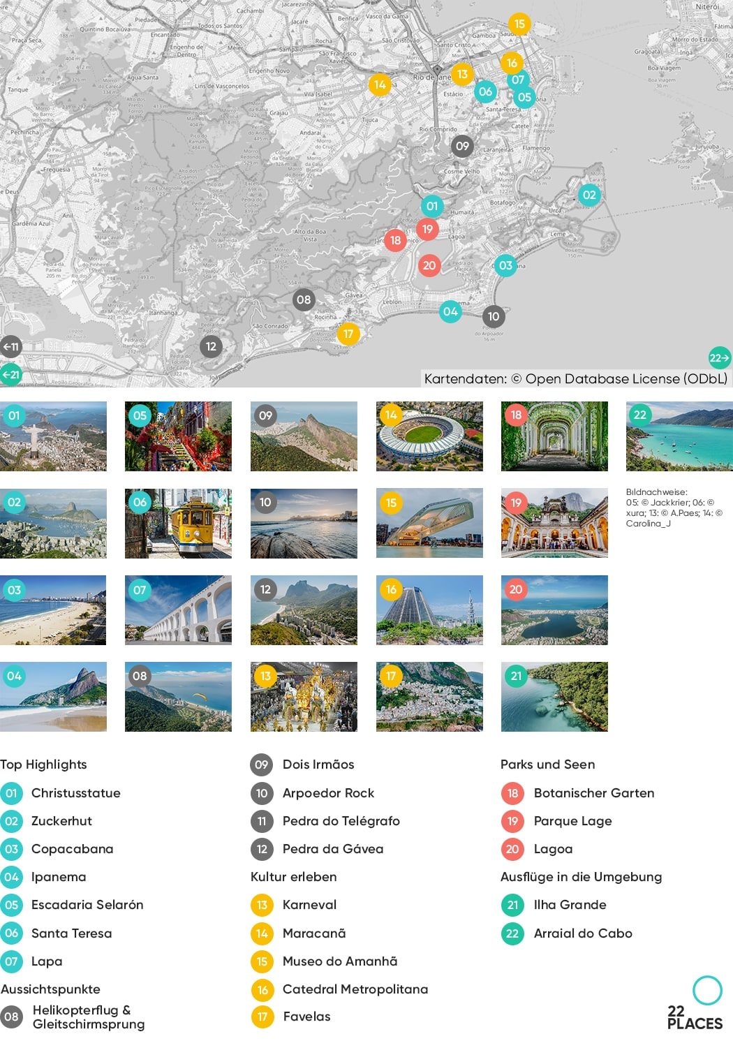Unsere Karte mit den schönsten Rio de Janeiro Sehenswürdigkeiten