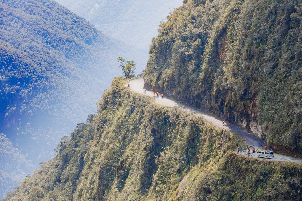 Todesstraße bei La Paz in Bolivien