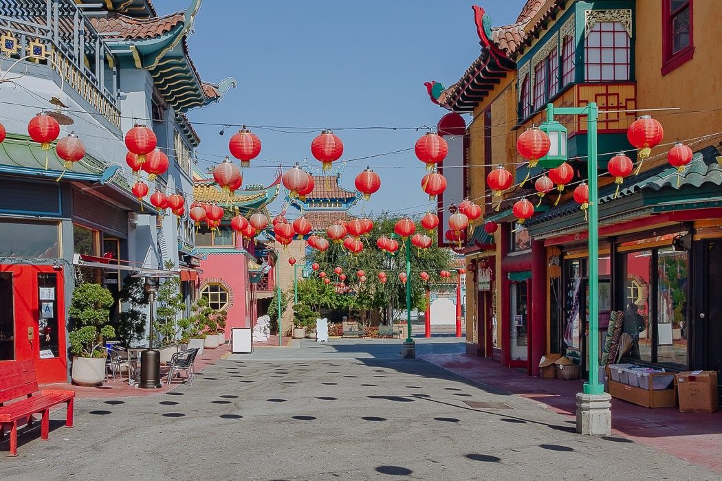 Geschmückte Straßen in Chinatown, Los Angeles