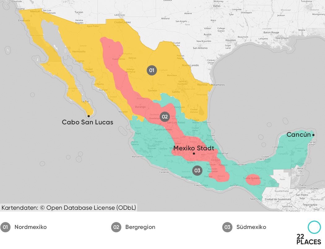 Unsere Karte mit den vereinfachten Klimazonen in Mexiko