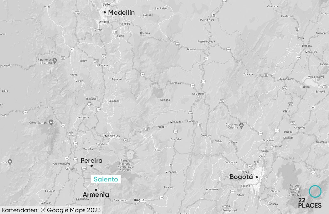Auf dieser Karte siehst du, wo sich Salento in Kolumbien befindet