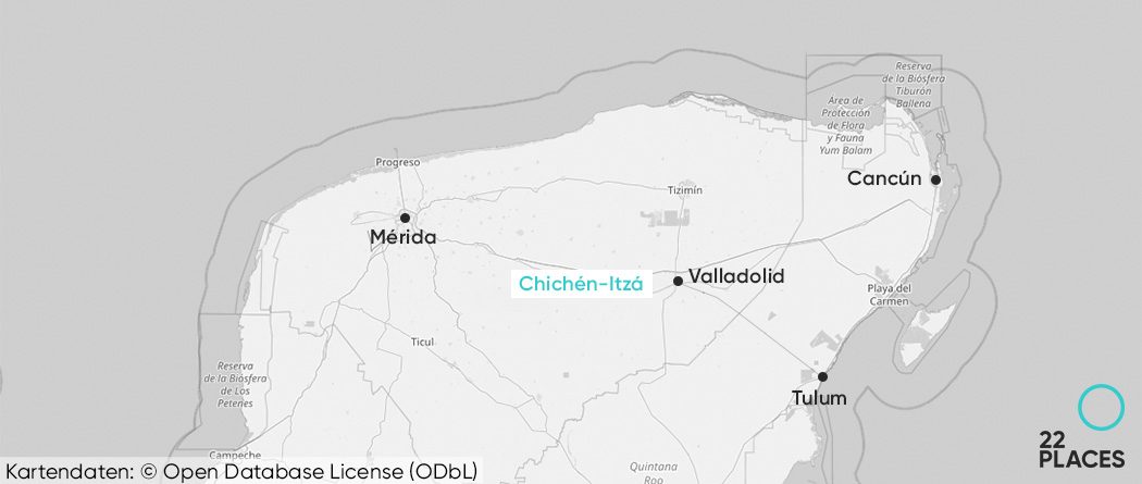 Auf dieser Karte siehst du, wo Chichén Itzá in Mexiko liegt