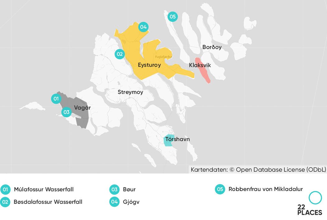 Eine Karte der Färöer Inseln