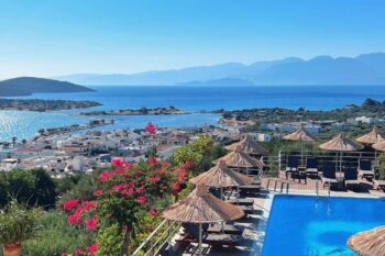 Aussicht vom Hotel Elounda Heights in Elounda auf Kreta