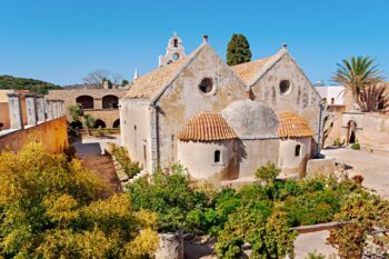 Der Hof den Arkadi Klosters auf Kreta